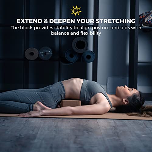 Sunshine Yoga 3" Cork Yoga Block, 6 Pack Bulk Yoga Blocks, Firm and Supportive Yoga Brick for Stretching, Pilates, and Wor...