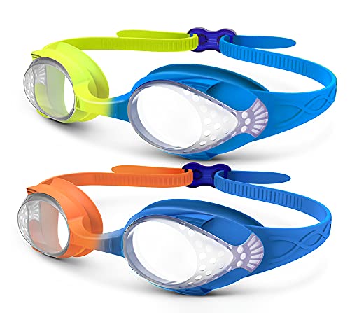 OutdoorMaster Kids Swim Goggles 2 Pack - Quick Adjustable Strap Swimming Goggles for Kids