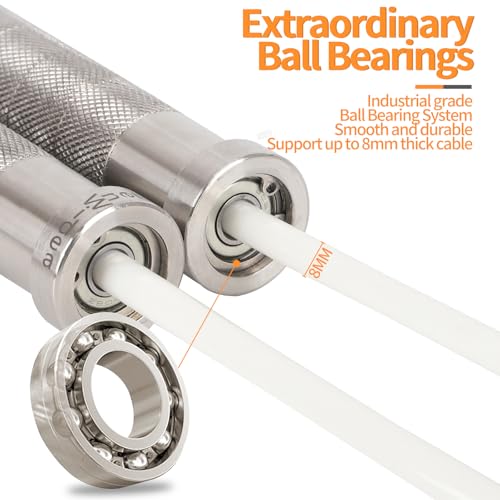 Stainless Steel Handle 2LB Weighted Jump Rope for High-Intensity Workout Fitness, Tangle-Free Ball Bearing Speed Jump Rope...