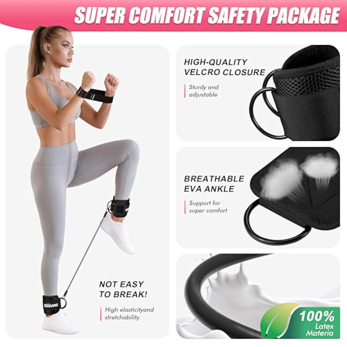 Ankle Resistance Bands with Cuffs, Resistance Bands Set for Working Out, Leg and Glute Exercise Bands – Home Gym Workout E...