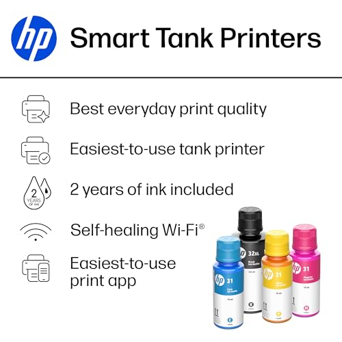 HP Smart Tank 7001 Wireless All-in-One Ink Tank Printer, Scanner, Copier with 2 Years of Ink Included, Best-for-Home Offic...