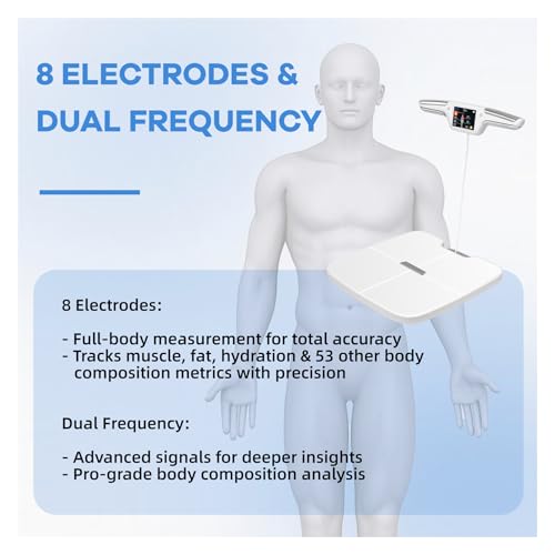 Smart Scale for Body Weight Multi-User Mobile App 8 Electrode Dual Frequency High Precision for Athletes Fitness Enthusias...