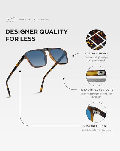 WearMe Pro Polarized Modern Aviator One-Bridge Square Mens Sunglasses