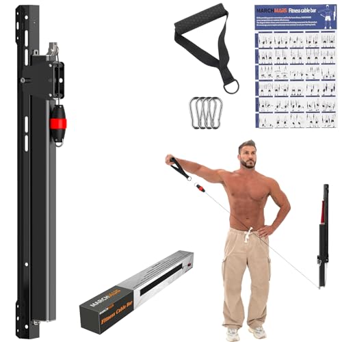 MARCHMARS Cable Machine Home Gym, Wall-Mount Exercise & Workout Equipment with Adjustable Resistance, Compact Fitness Equi...