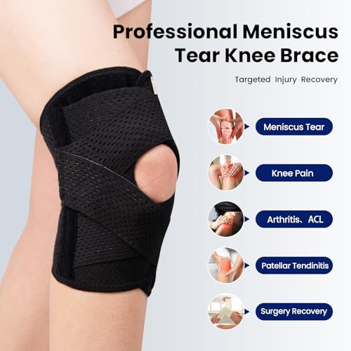 JOMVD Knee Brace for Meniscus Tear, Knee Pain, ACL, MCL, Adjustable Breathable Knee Support with Side Stabilizers for Knee...