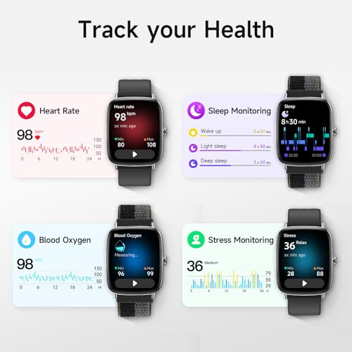 Smart Watch for Men Women, 1.85" HD Smartwatch Compatible iPhone/Samsung/Android (Answer/Make Calls), 100+ Sport Modes Fit...