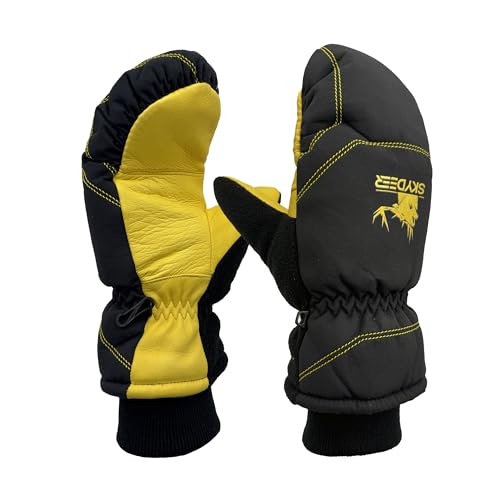 SKYDEER Warm Ski Mittens with Soft Premium Deerskin Leather and 150G 3M Thinsulate Insulation (SD8753M, Unisex)