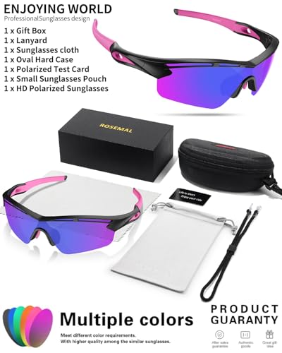 Rosemal Sports Sunglasses Polarized Cycling Sunglasses Running Driving Fishing Hiking for Men Women UV400 TAC TR90