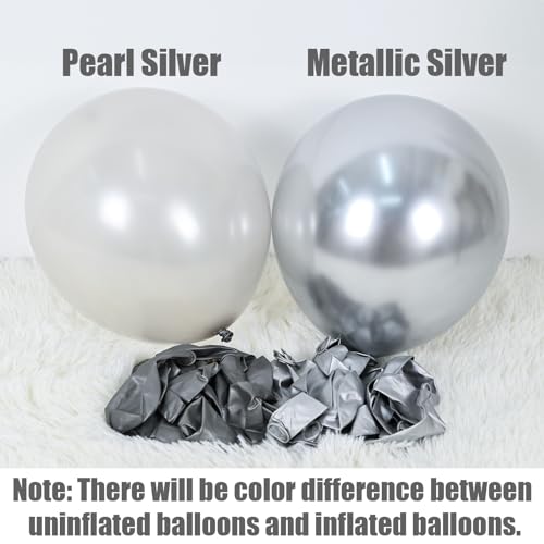Black and Silver Balloons, 60 Packs 12 Inch Chrome Metallic Silver Balloons and Confetti Balloons, Black White Silver Ball...