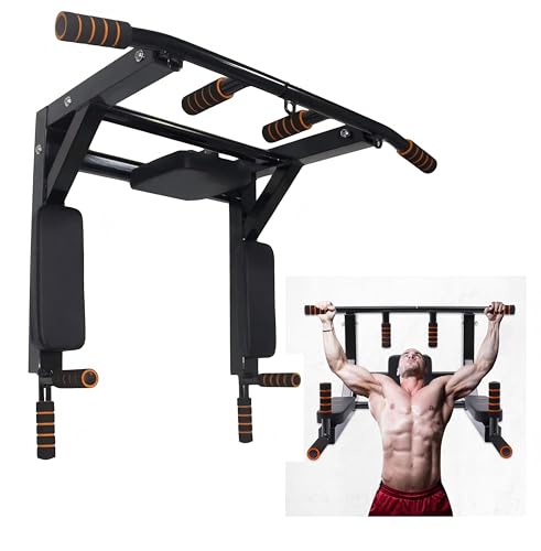 TMHWYP Wall Mounted Pull Up Bar Chin for Indoor Home Gym Workout, Power Tower Set Training Equipment Fitness Dip Stand Sup...