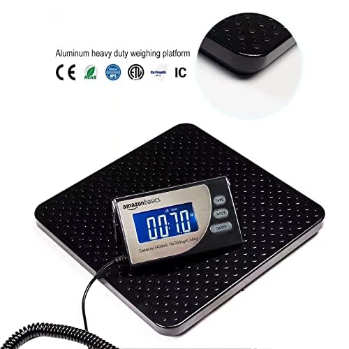 Amazon Basics Digital Postal Scale, Heavy Duty Weighing Platform for Packages, Shipping, 660 lb Capacity, 1 Ounce Readabil...