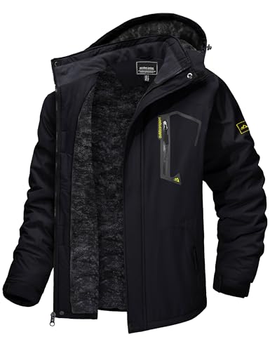 TACVASEN Men's Winter Skiing Jackets Water Resistant Fleece Coats Insulated Thermal Snowboard Jacket Parka Raincoat with Hood