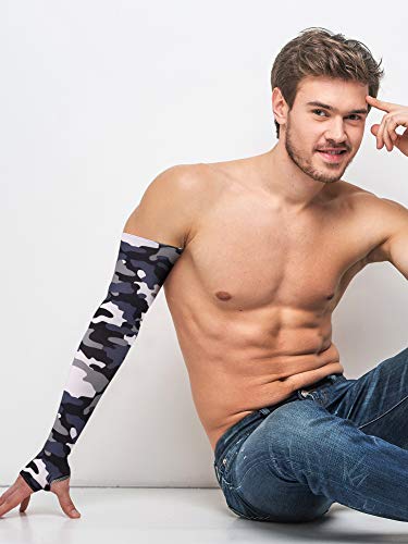 Bememo 10 Pairs Unisex Arm Sleeves for Men Women Elastic UV Protection Arm Cover Ice Silk Cooling Sleeves for Outdoor Driving