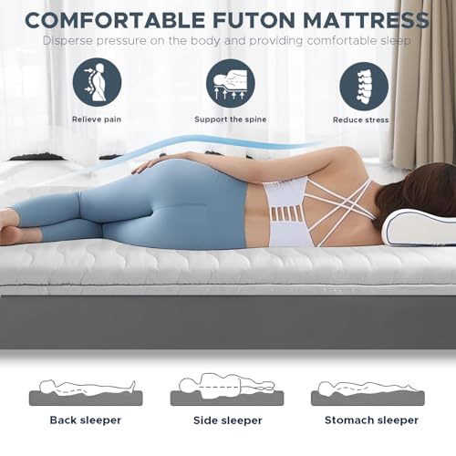 Japanese Futon Floor Mattress, 100% High Density Comfortable Foam, 3.5" Thicken Foldable Mattress Tatami Mat Sleeping Pad,...