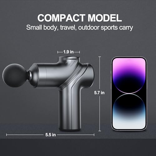 LEERCON Deep Tissue Mini Massage Gun, Muscle Percussion Massager for Athletes, 4 Massages Head and 6 Speeds for Pain Relie...