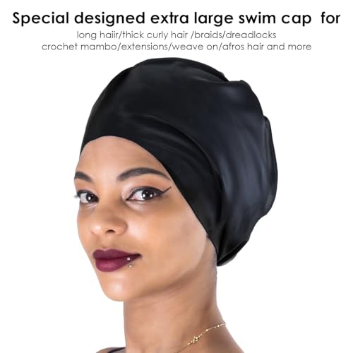 Dsane Extra Large Swimming Cap for Women and Men,Special Design Swim Cap for Very Long Thick Curly Hair&Dreadlocks Weaves ...