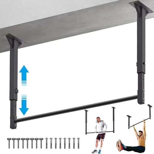 Kipika 48" Ceiling Mounted Pull Up Bar, Heavy Duty Multi-Grip Chin Up Bar,Mounted Pullup Bar, Adjustable Height, Pull Up B...