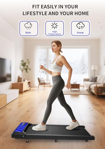 Walking Treadmill Pad with Incline, Portable Under Desk Treadmill for Home Office, 2.5 HP Quiet Compact Walking Machine wi...