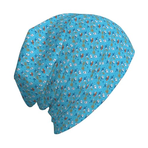 sackhg Undersea Whale Print Winter Beanie Hat Men Women Soft Lightweight Thermal Cap for Outdoor Skiing Wear Black