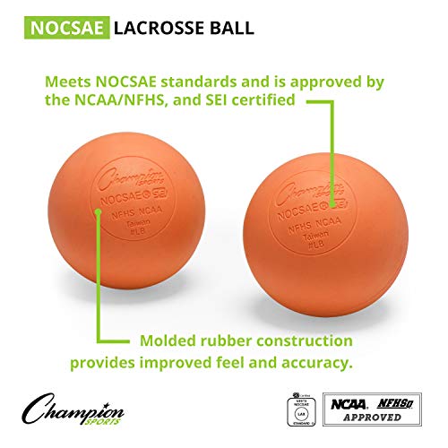 Champion Sports Lacrosse Balls & Rhino Skin Foam Balls – Official Size Balls for Games, Practice & Training, NCAA, NFHS & ...