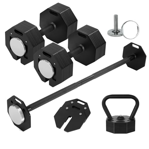 Adjustable Dumbbell Sets 50/80/90LBSX2 Durable Steel Build, Free Weights Dumbbells Set with Barbell/Kettlebell Handle with...