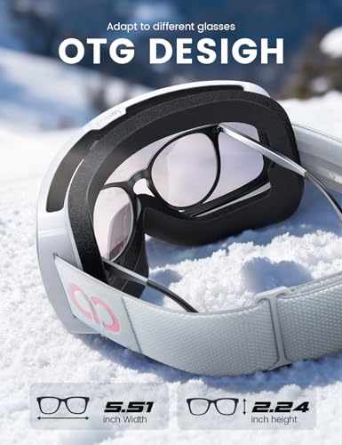 Lamicall Ski Goggles with 3X Anti-Fog - 100% UV Protection, OTG, Gifts for Skiing, Snowboard, Snowmobile, Men, Women
