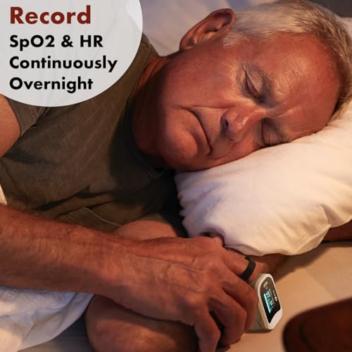 EMAY Sleep Oxygen Monitor with Built-in Recording Capability | Track Continuous Blood Oxygen Levels & Pulse Rate Overnight...