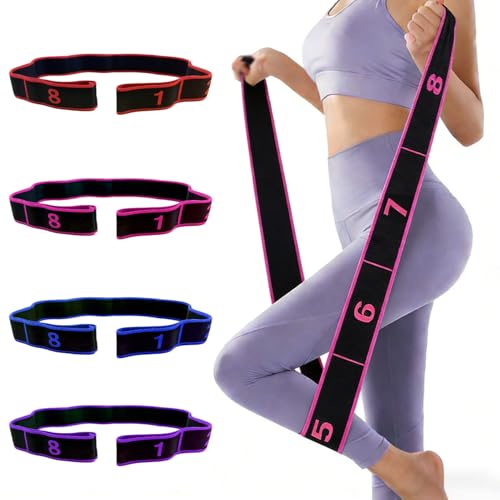 Fitness Resistance Band for Stretching and Yoga, Number Stretch Resistance Band with Clear Markings, 8-Section Elastic Tra...