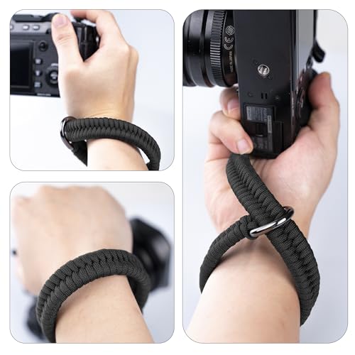 AQAREA Camera Wrist Strap for DSLR Mirrorless Camera, Quick Release Camera Hand Strap with Safer Connector（Black）
