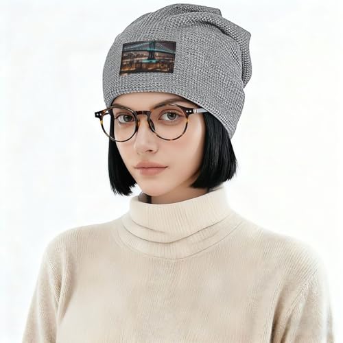New York Manhattan Bridge Night Print Lightweight Waffle Pullover Hat Men Women Winter Headwear Outdoor Camping Travel