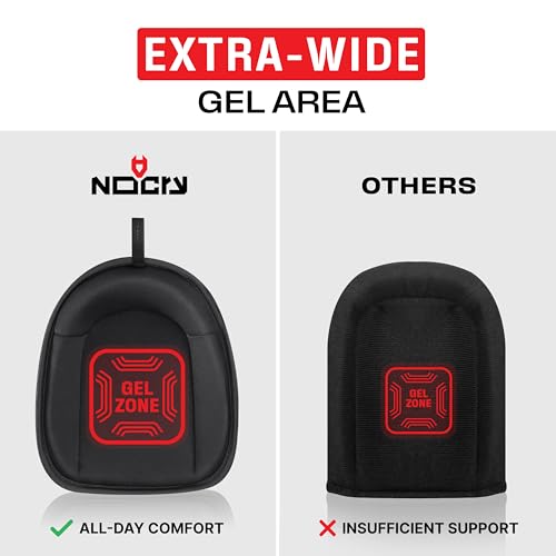 NoCry Flooring Knee Pads for Men with Extra-Wide Gel & Thick Foam Cushion — Floor-Safe Anti-Slip Leather Kneepads for Cons...
