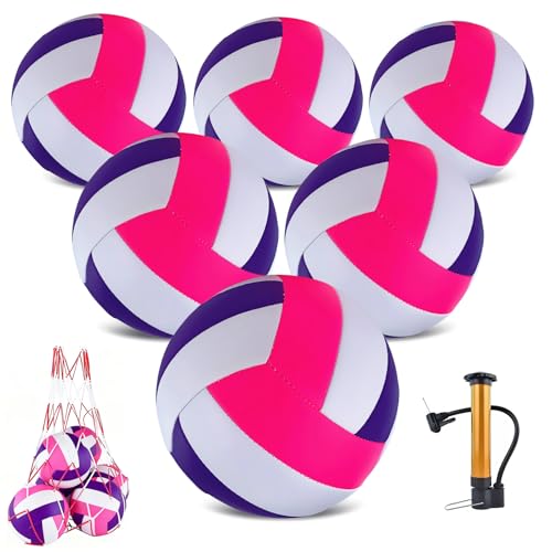 HYPGARD 6 Pack Volleyballs Official Size 5, Waterproof Soft Bulk Recreational Volley Balls with Pump and Net Bag for Indoo...
