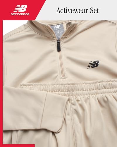 New Balance Boys Pants Set - 2 Piece Tech Fleece Boys Quarter Zip Pullover and Jogger Sweatpants with Pockets (Sizes: 8-16)