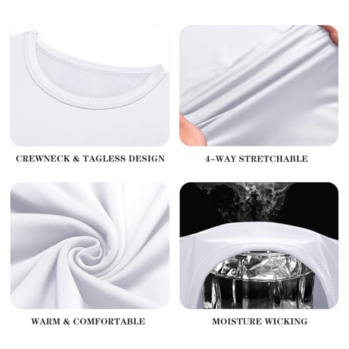 URRU Men's Thermal Long Sleeve Shirts Fleece Lined High Stretch Thermal Underwear Tops Base Layer for Men Cold Weather Gear