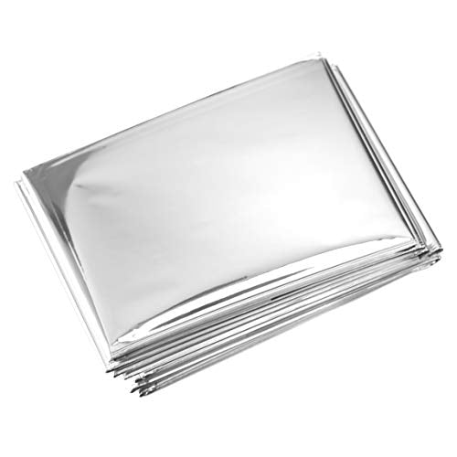 Primacare HB-10 Emergency Mylar Thermal Blankets – 10 Pack, 84" x 52", Silver – Reflective, Waterproof, Retains 90% Body H...