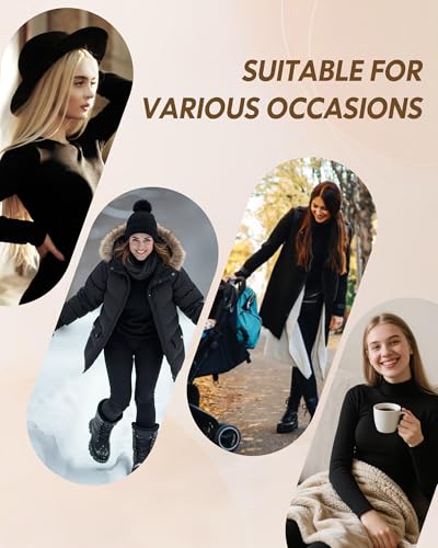 CL convallaria 1 2 4 Pack Women's Thermal Underwear Tops, Women Fleece Lined Long Sleeve Baselayer Shirt for Winter