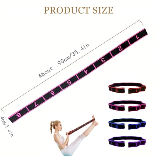 Fitness Resistance Band for Stretching and Yoga, Number Stretch Resistance Band with Clear Markings, 8-Section Elastic Tra...