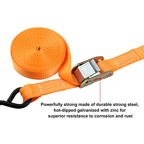 Tie-Down Cam Straps, JCHL Ratchet Tie Down Strap 1" x20' Lashing Strap Cargo Tie Down Strap Polyester Webbing Coated S-Hoo...