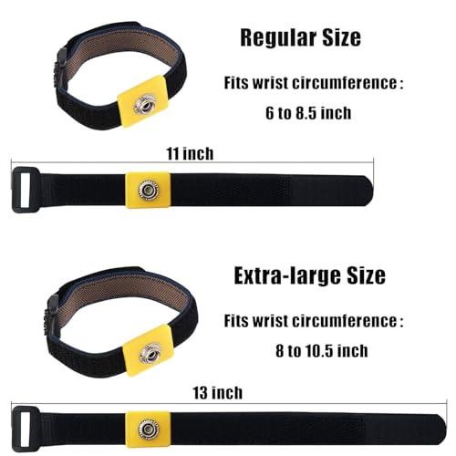 Anti Static Wrist Strap, 11" Anti Static Wristband Grounding Bracelet with Alligator Clip and Extendable Long Cable, Fits ...