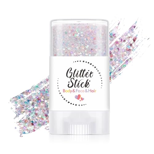 Body Glitter Stick, Holographic Sequins Face Glitter Makeup Neon Outfit Festival Rave Prom Party Accessories Hair Glitter ...