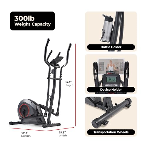 Sunny Health & Fitness Smart Upright Elliptical w/Pulse Sensor Built-in, Indoor Full-Body Cross-Training & Cardio Exercise...