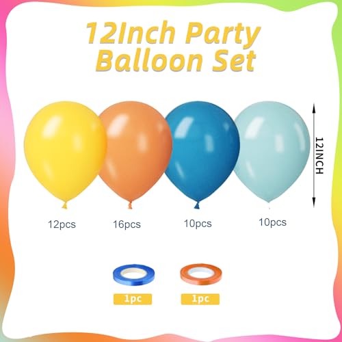Retro Blue Yellow Orange Balloons, 12 Inch here come balloons Blue and Orange Balloons for Fall Thankgiving Here Comes the...