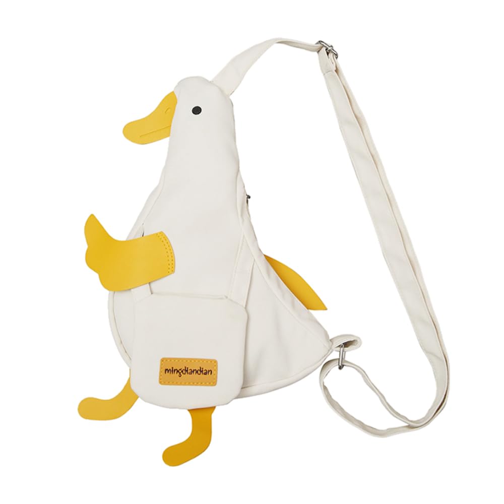 Opexicos 1Pcs Duck Shaped Sling Bag Funny Cartoon Crossbody Bag Cute Nylon Chest Purse