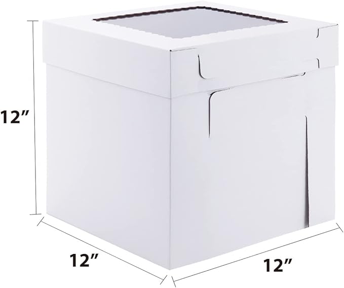 Tall Cake Boxes for Tier Cakes,12x12x12 Inch [3 Pack ] Thick Sturdy Bakery Box with Window,White Wedding Cake Boxes,Layer Cake Carrier,Disposable Cake Containers