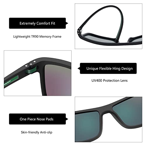 ZENOTTIC Polarized Sunglasses for Men Lightweight TR90 Frame UV400 Protection Square Sun Glasses