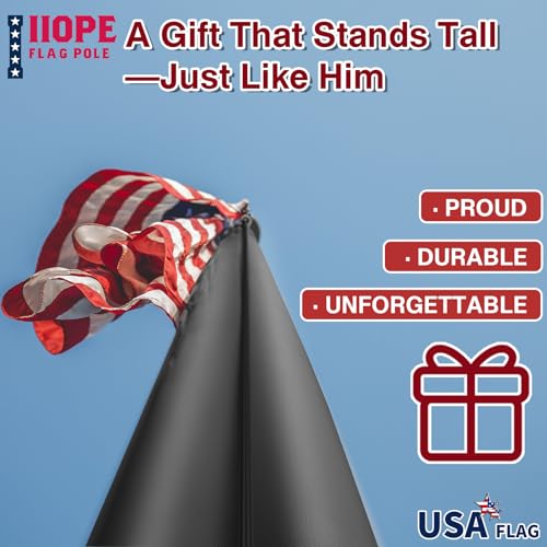 IIOPE 20FT Heavy Duty Flag Pole, 12-Gauge Aluminum, 100MPH Wind Tested | Extra Thick Residential & Commercial Flagpole Kit...