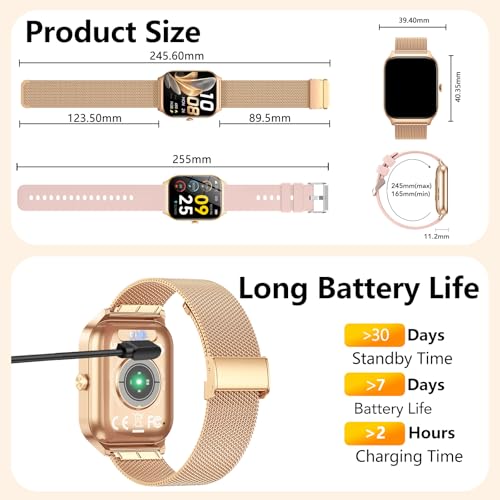 CASCHO Smart Watches for Women (Android/iOS), 1.85" HD Smart Watch with Calls/Messages/AI Voice Control, Sleep/Heart Rate,...