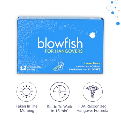 Blowfish for Hangovers - Fast Hangover Relief in 15 Minutes | Headache Relief, Energy, and Hydration in One Step | Single Box