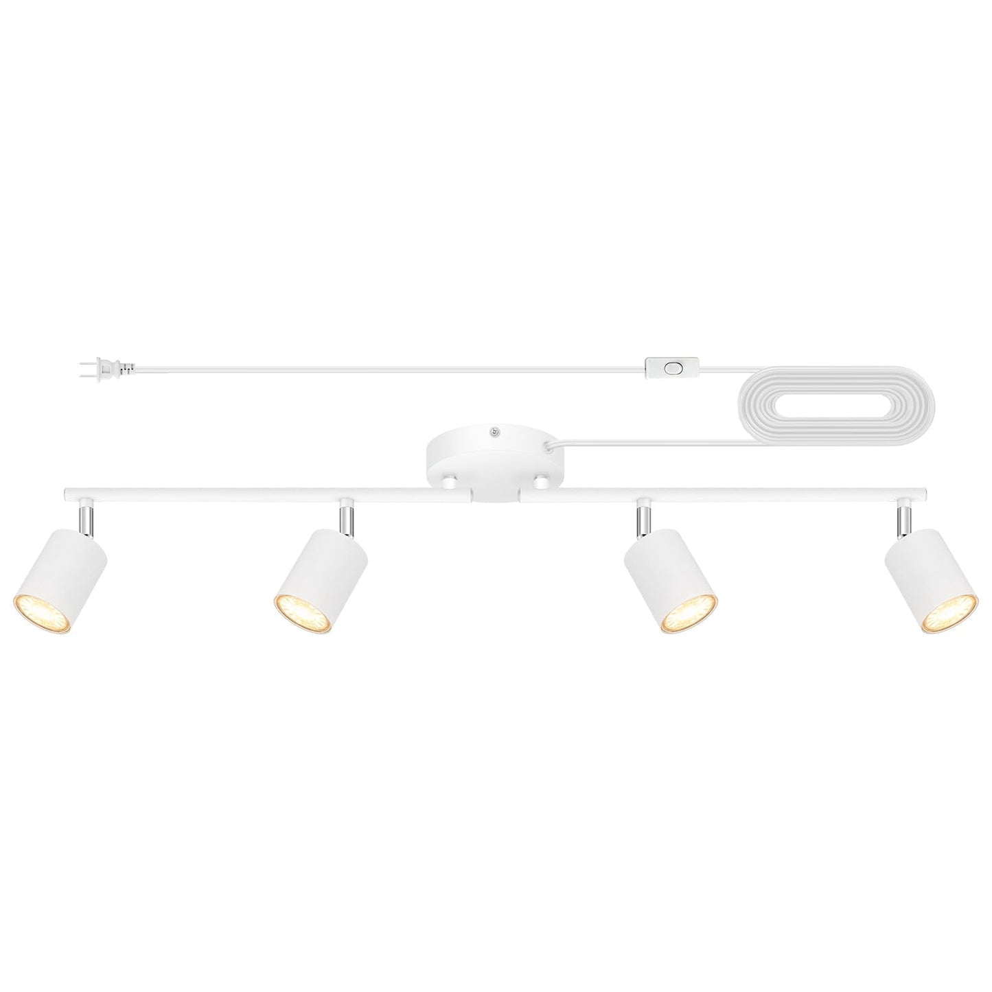 Plug In Track Lighting Led  Track Lighting Fixtures Ceiling  White 4-Light Kitchen Light Kit  Plug In Wall Light With 14.8Ft Power Cord  Rotatable Ceiling Spotlight For Bedroom(Gu10 Socket  No Bulb)