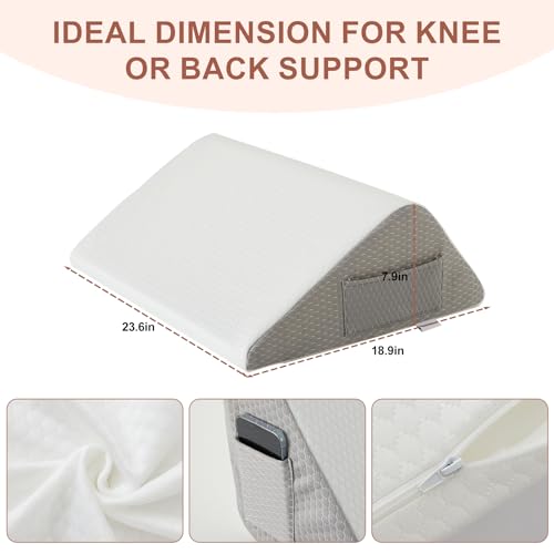 Bedluxe Knee Pillow for Back Sleeping, Leg Pillow Knee Wedge Pillow, Memory Foam Wedge Pillows for Legs Post Surgery, Tria...